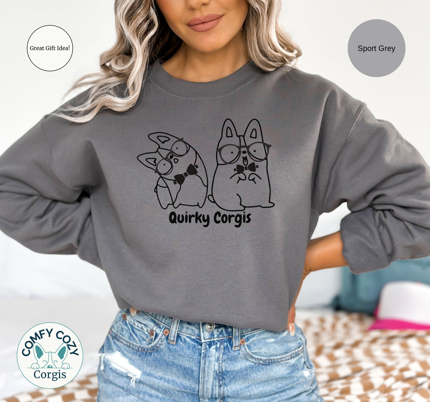 Quirky Corgi Unisex Crewneck Sweatshirt - Funny Dog Apparel for Pet Lovers