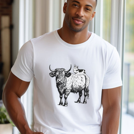 Corgi Riding Cow Vintage Style Men’s Shirt