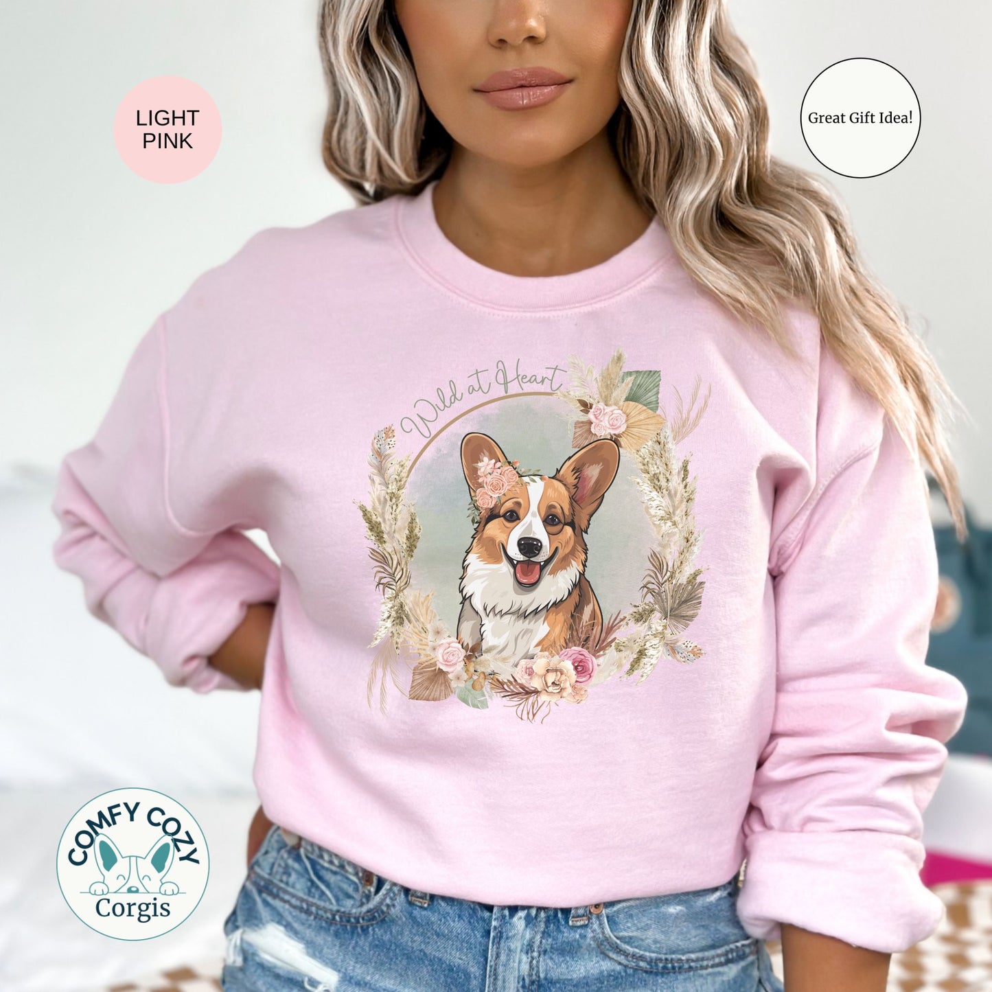 Boho Corgi Crewneck Sweatshirt - Wild at Heart