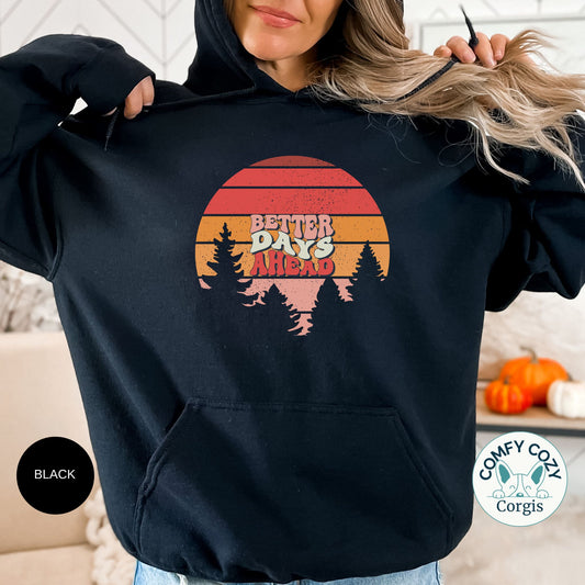 Retro Sunset Hooded Sweatshirt - Cozy & Inspirational Apparel