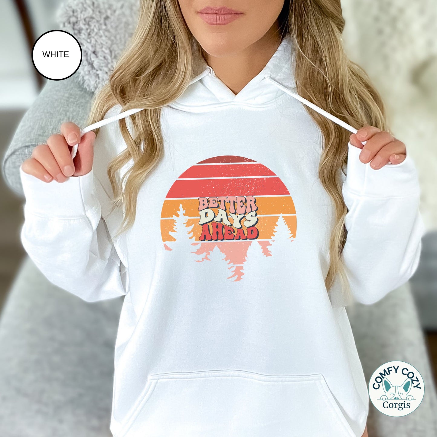 Retro Sunset Hooded Sweatshirt - Cozy & Inspirational Apparel