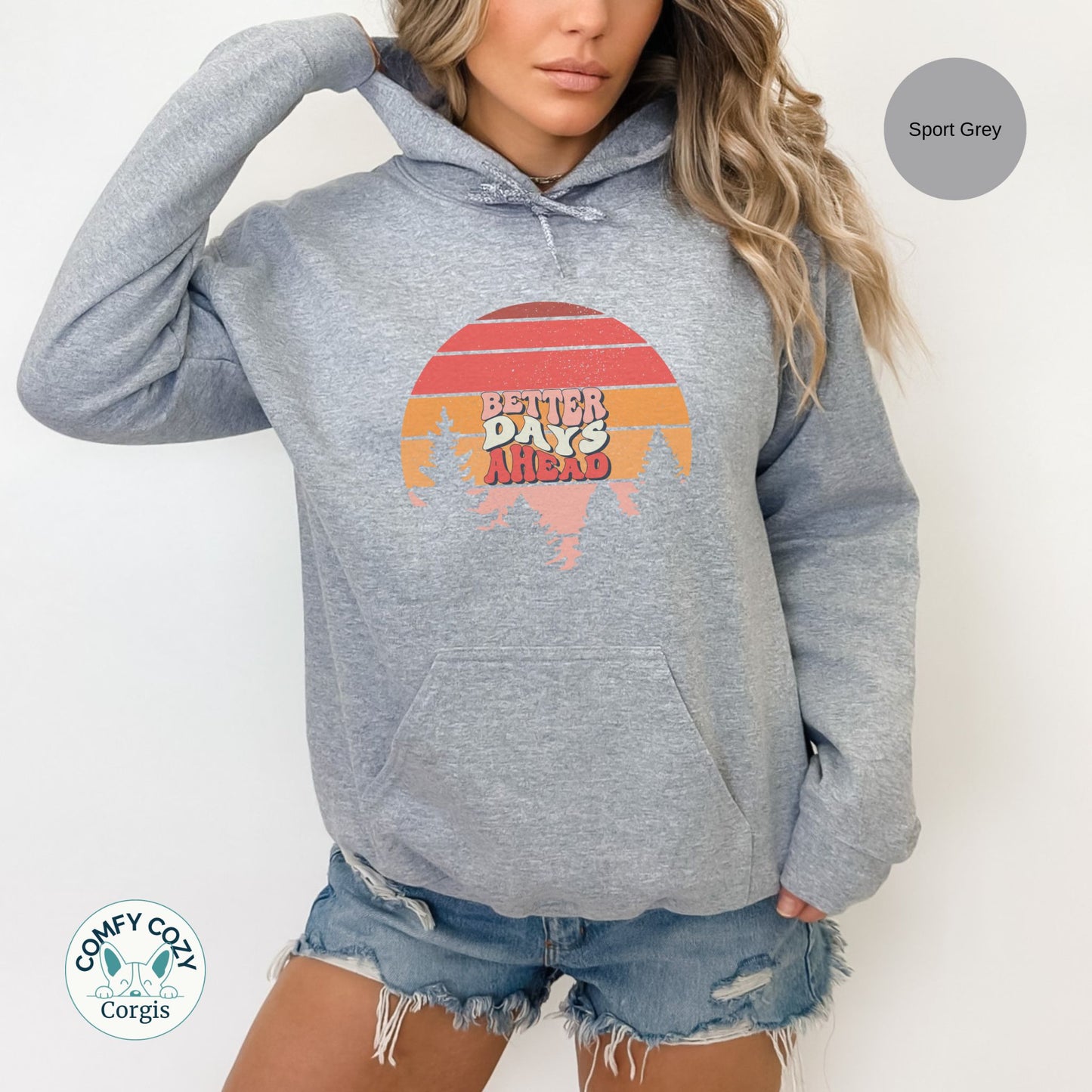 Retro Sunset Hooded Sweatshirt - Cozy & Inspirational Apparel