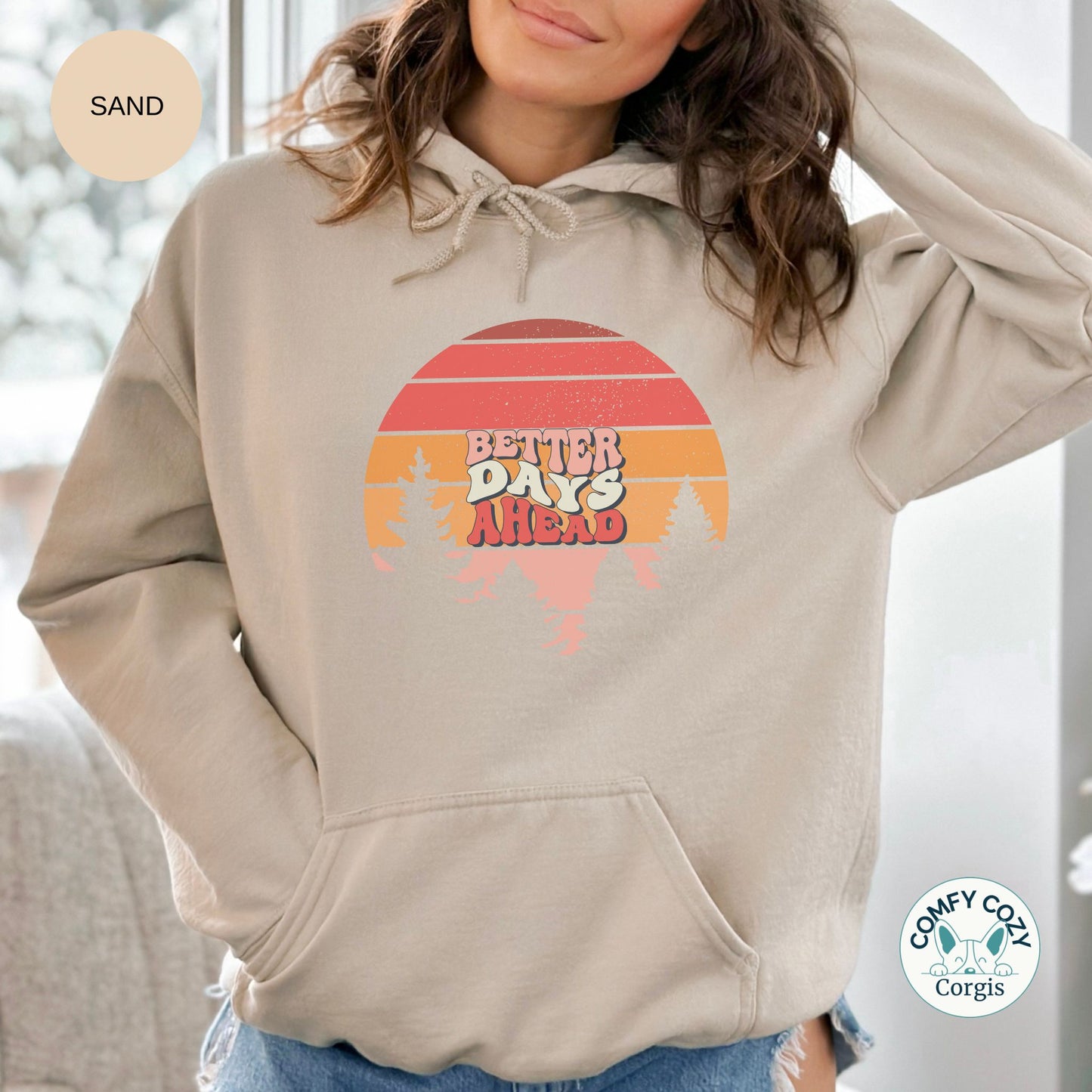 Retro Sunset Hooded Sweatshirt - Cozy & Inspirational Apparel