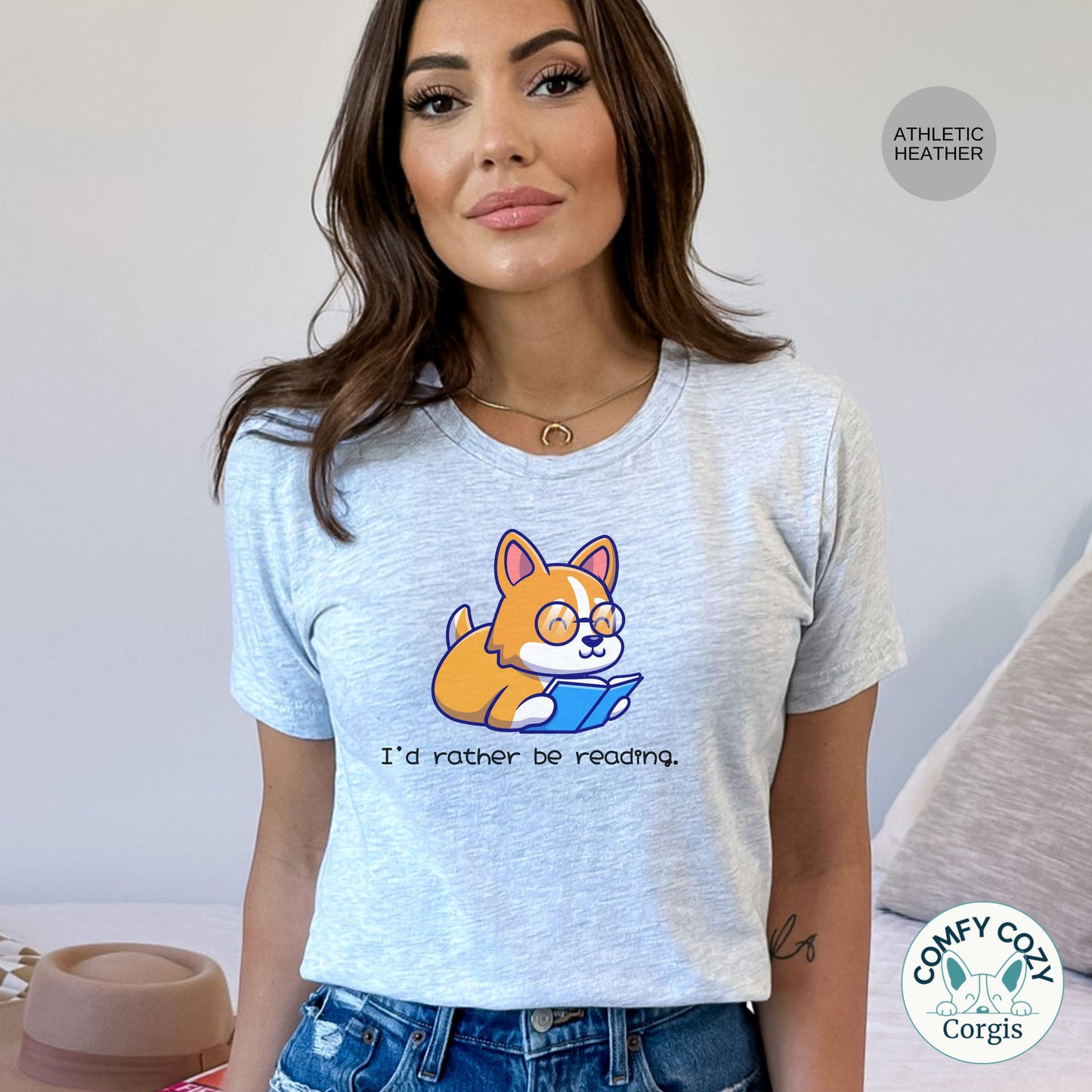 I'd Rather Be Reading corgi shirt - Great gift for corgi and book lovers alike!