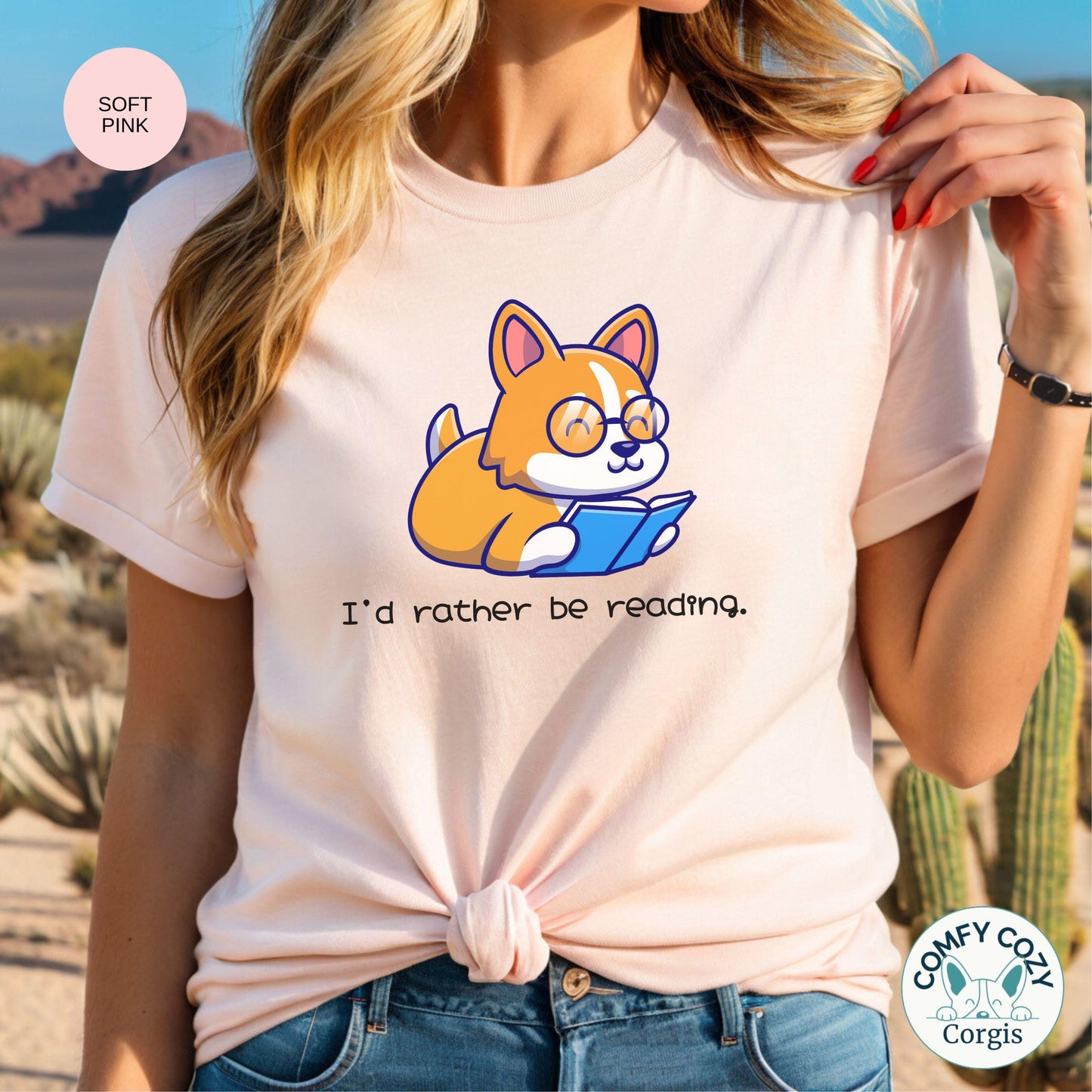 I'd Rather Be Reading corgi shirt - Great gift for corgi and book lovers alike!